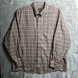Jos a Bank traveler's Men's  shirt xxl brown black beige  plaid cotton